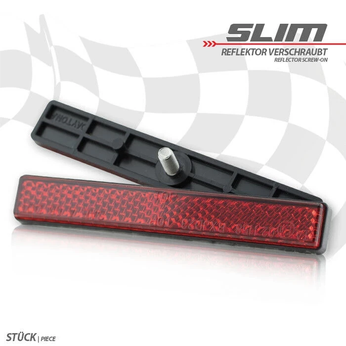 Reflektor "Slim" rot Rückstrahler mit Halteschraube M5 E-geprüft 100 x 13mm